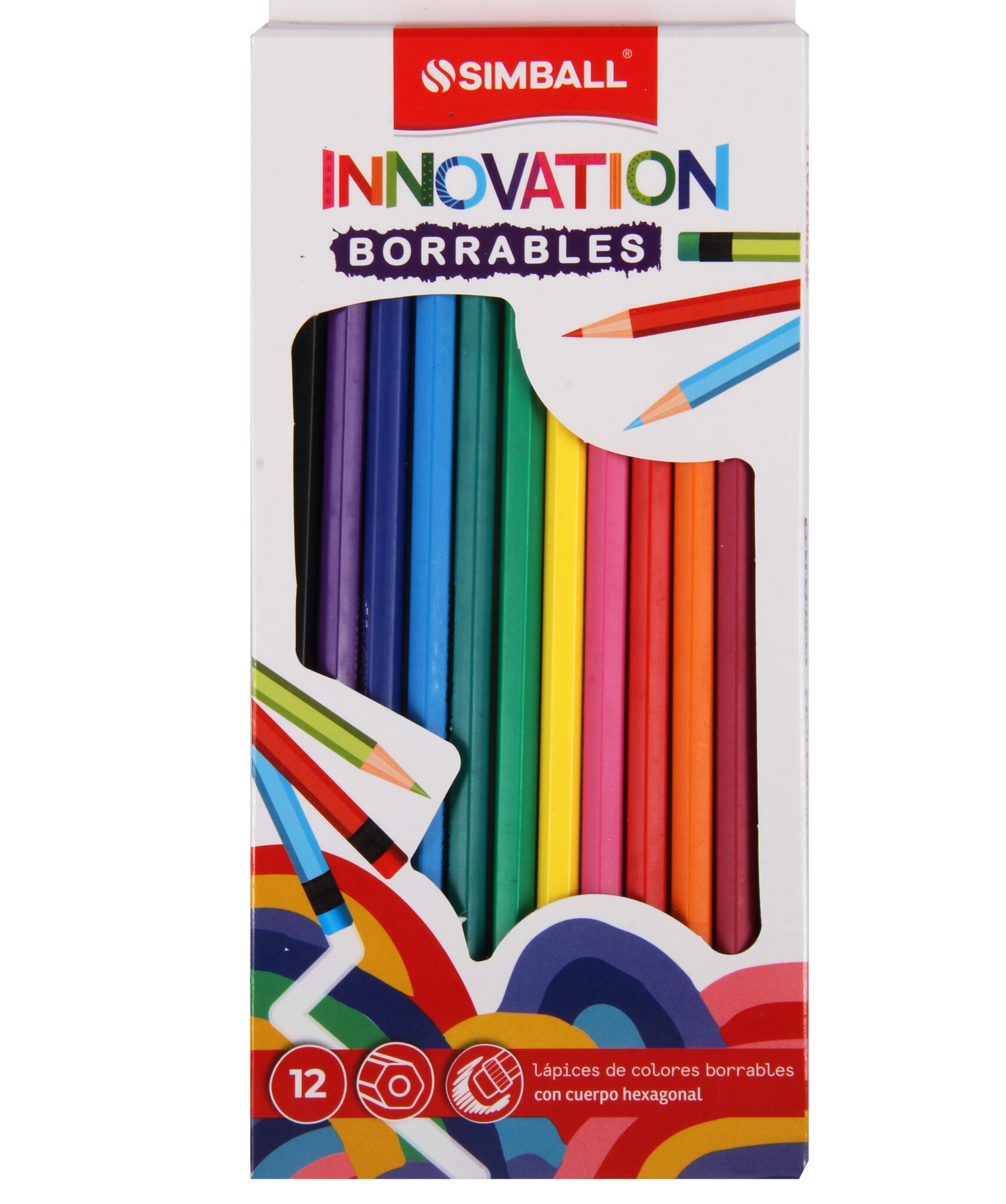 LAPICES DE COLORES LARGOS SIMBALL INNOVATION BORRABLES x 12