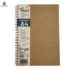 CUADERNO ESPIRALADO ECO KRAFT TAPA DURA A4 x 96 h.