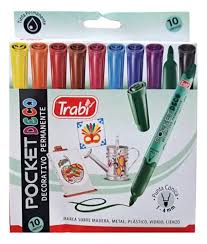 MARCADORES PERMANENTES POCKET DECO TRABI x 10 u.