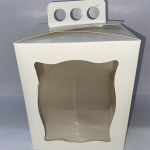CAJA BLANCA CON VISOR Y MANIJA PARA PAN DULCE