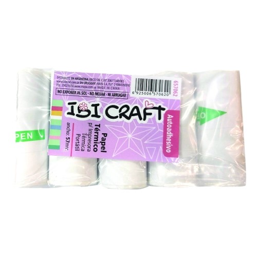 ROLLOS TERMICOS AUTOADHESIVOS PARA IMPRESORA PORTATIL IBICRAFT