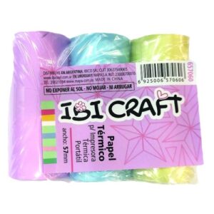 ROLLOS TERMICOS COLOR PARA IMPRESORA PORTATIL IBICRAFT x 3 u.