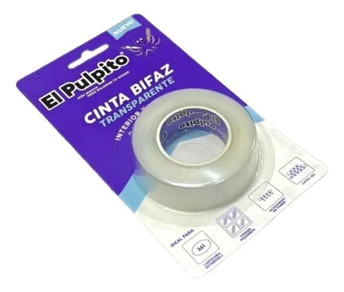 CINTA ADHESIVA BIFAZ TRANSPARENTE EL PULPITO