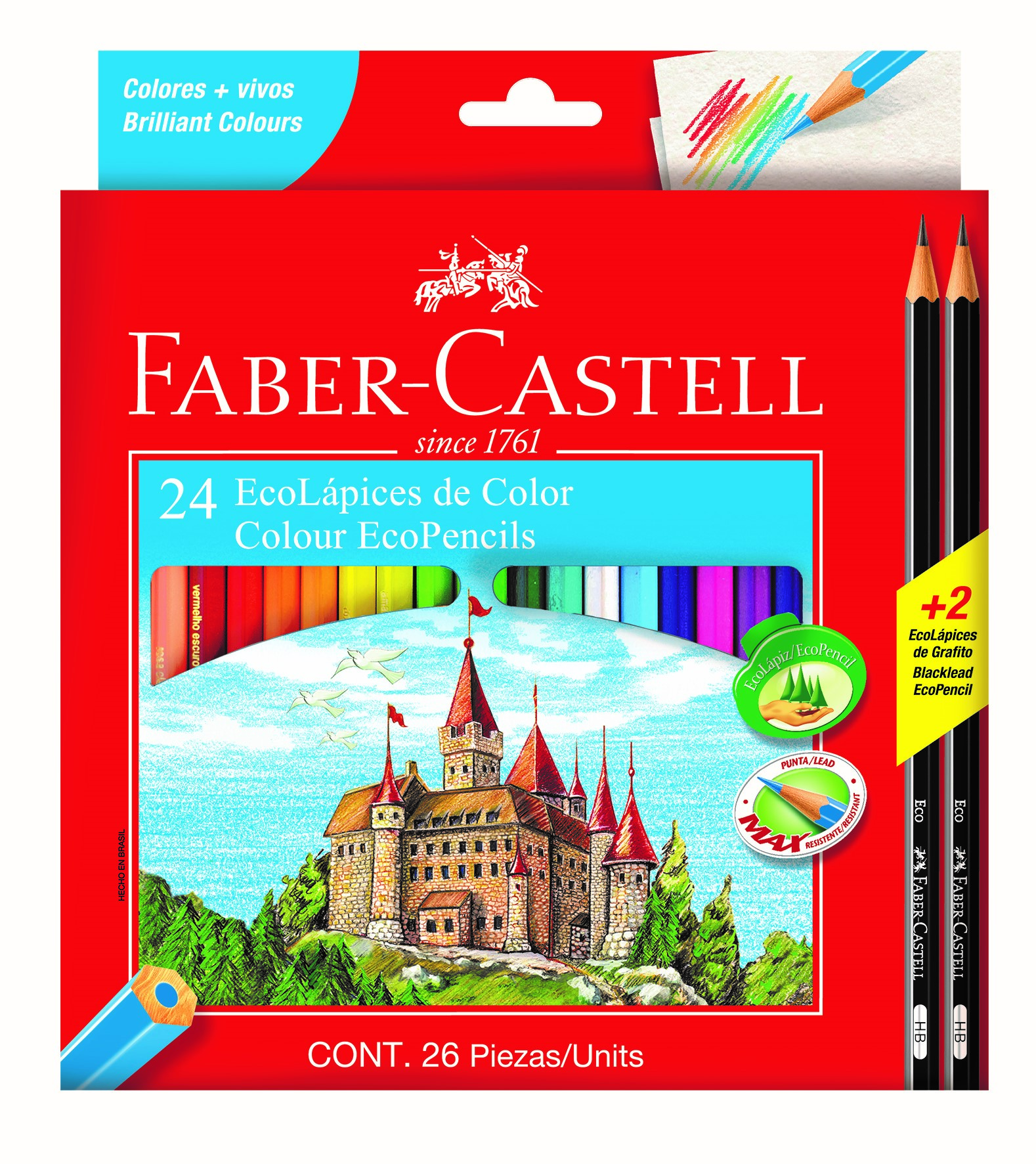 LAPICES DE COLORES LARGOS FABER CASTELL ECOLAPIZ x 24