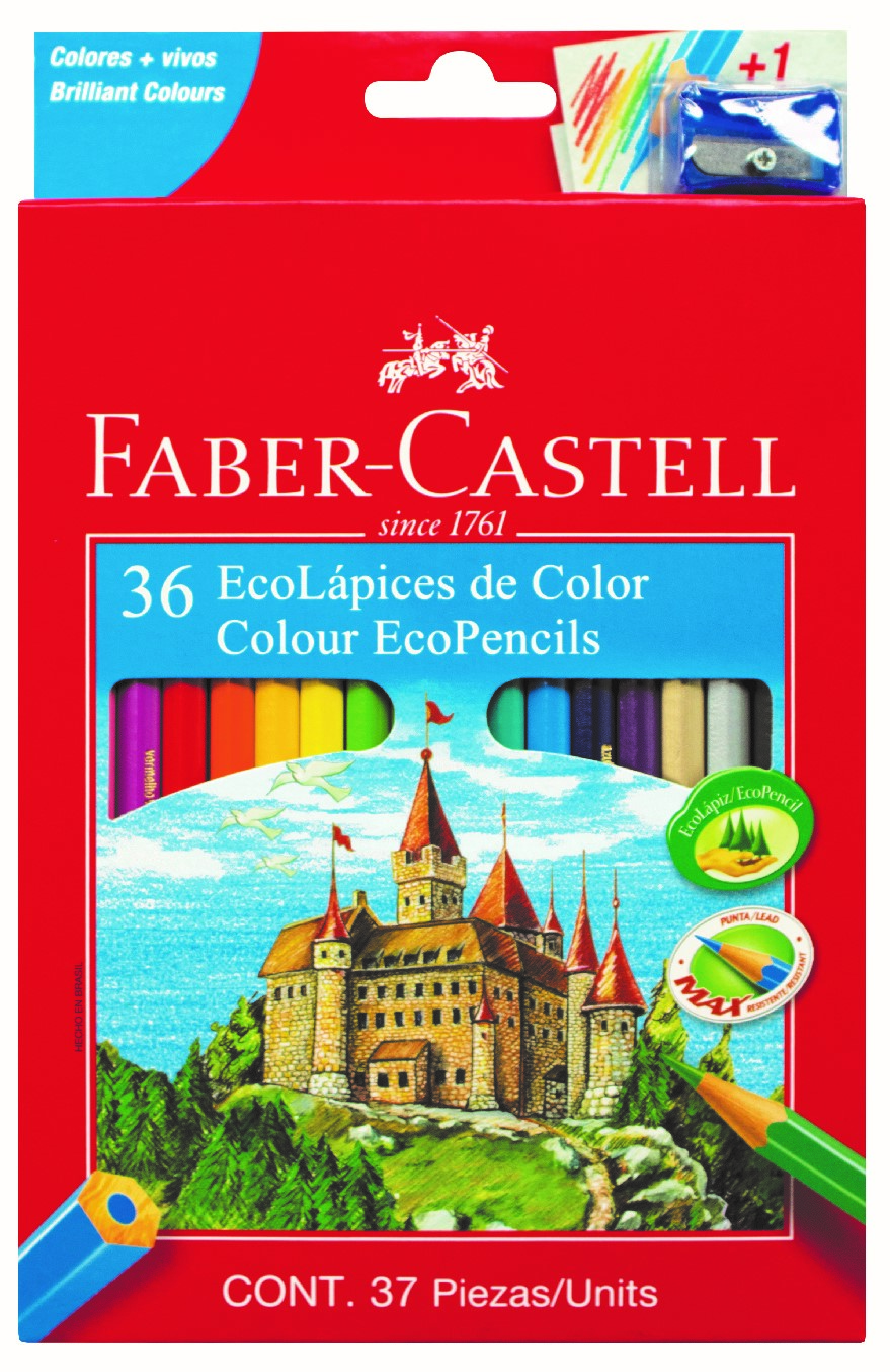 LAPICES DE COLORES LARGOS FABER CASTELL ECOLAPIZ x 36