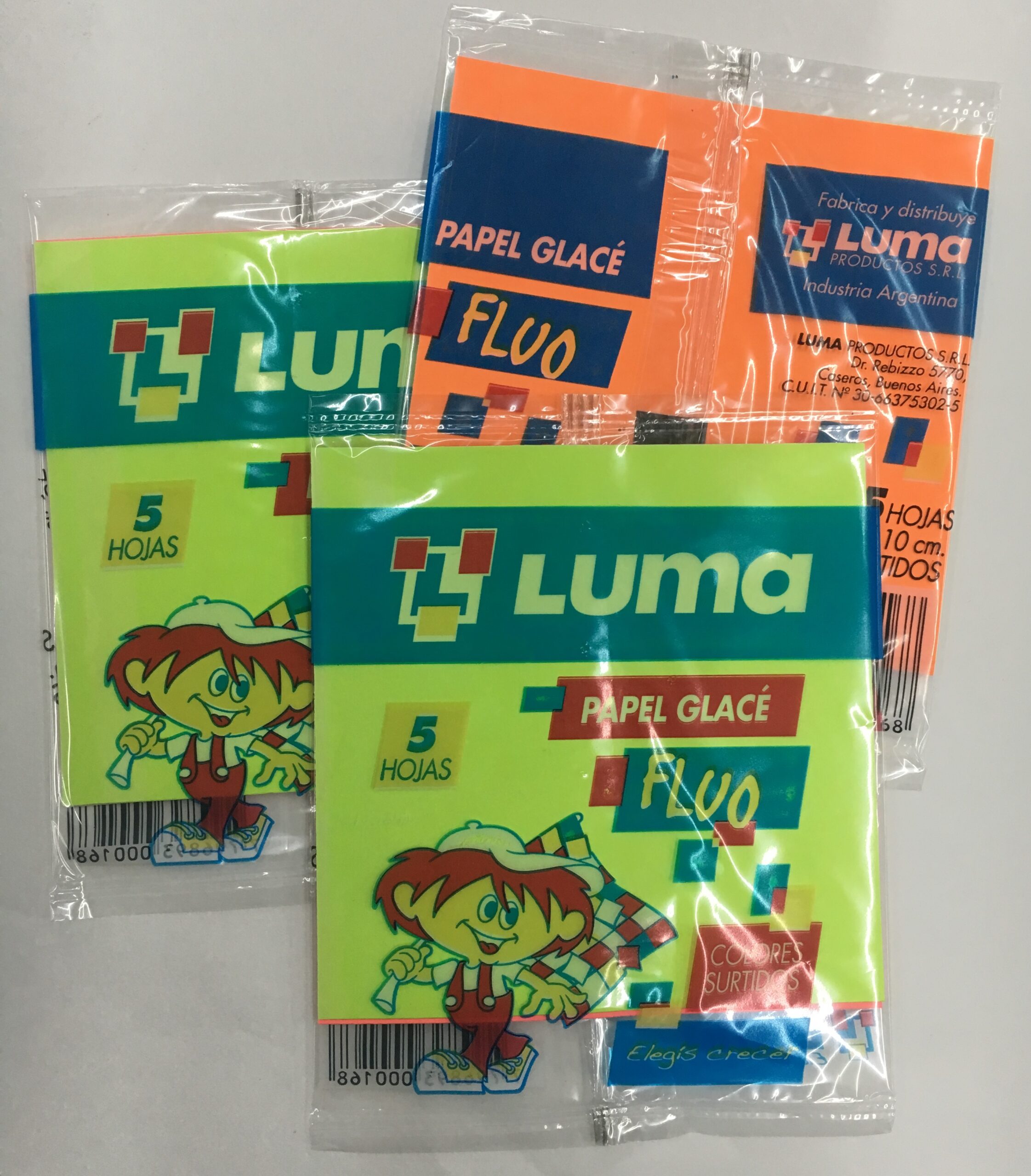 PAPEL GLACE FLUO x 5 h.