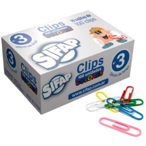 CLIPS FORRADOS DE COLOR Nº3 x 100 u.