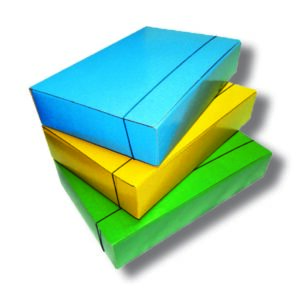 CAJA OFICIO CON ELASTICO FIBRA NEGRA/COLOR 7 cm.