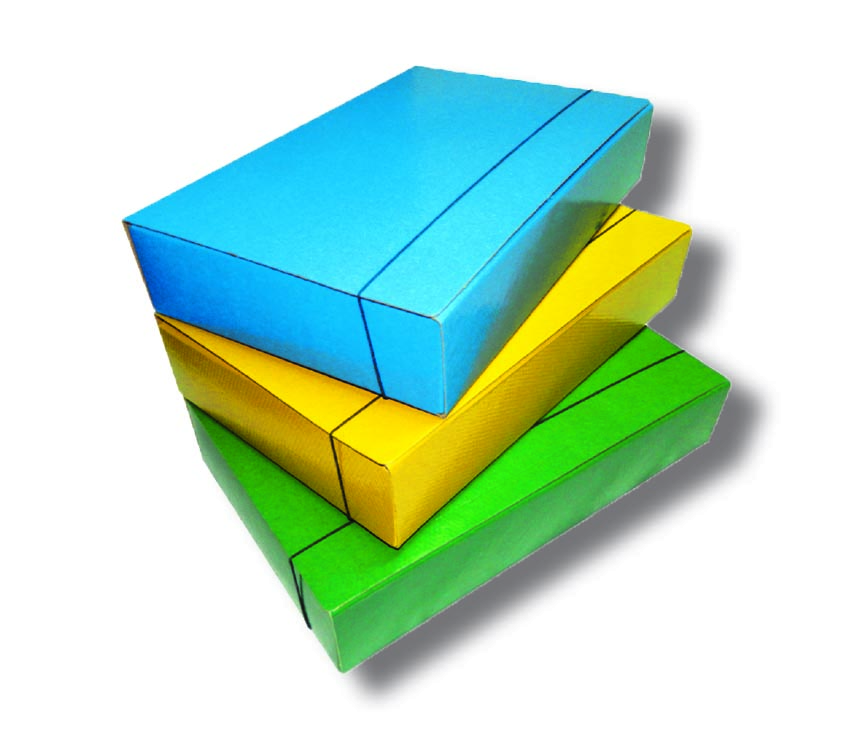 CAJA OFICIO CON ELASTICO FIBRA NEGRA/COLOR 7 cm.