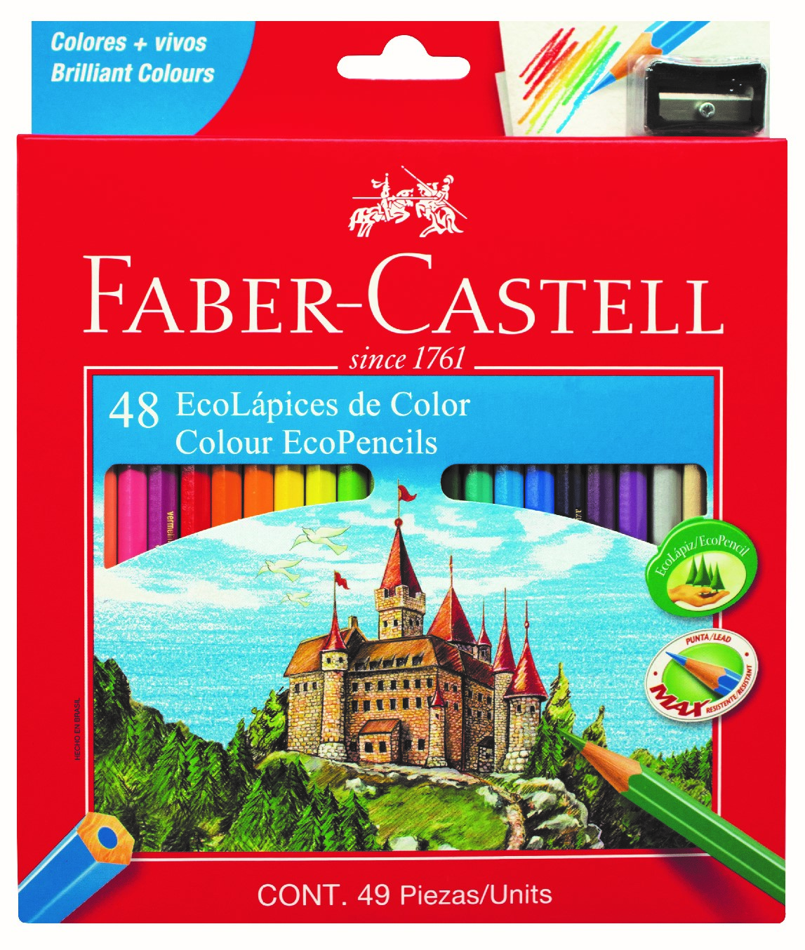 LAPICES DE COLORES LARGOS FABER CASTELL ECOLAPIZ x 48