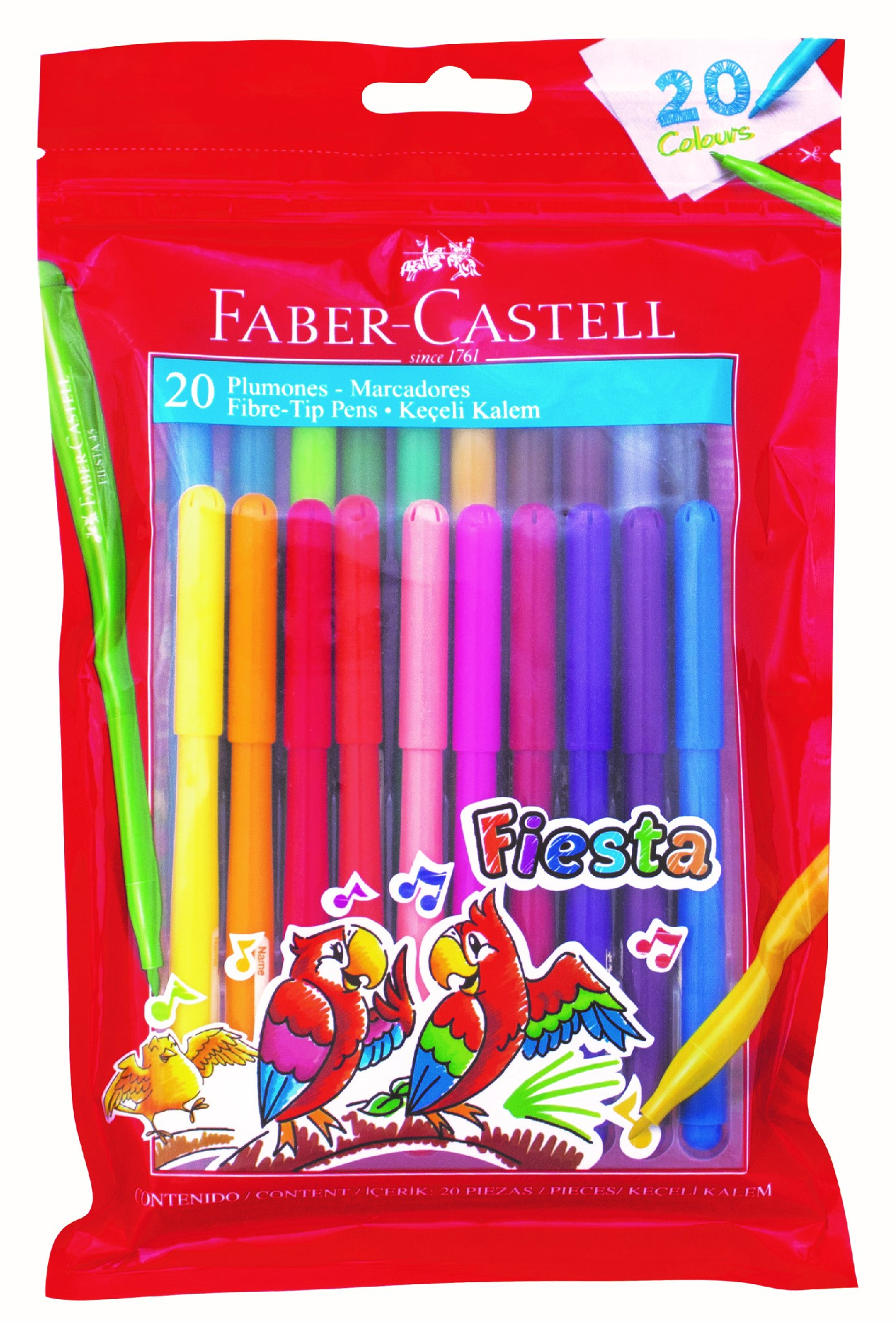 MARCADORES LARGOS FABER CASTELL FIESTA x 20