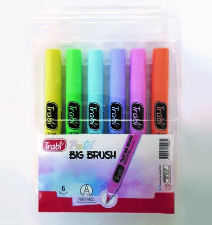 MARCADORES BRUSH GRUESOS PASTEL TRABI x 6