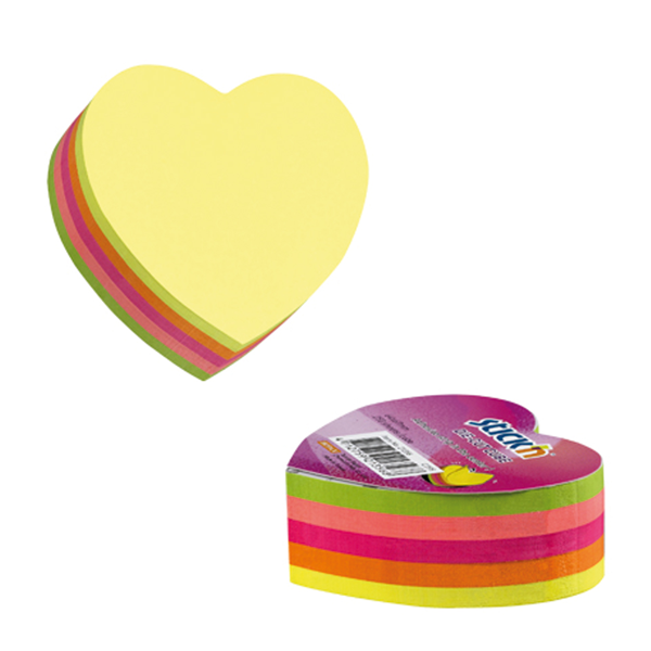 NOTAS ADHESIVAS FLUO CON FORMA DE CORAZON