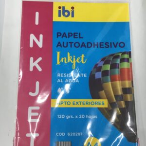 PAPEL AUTOADHESIVO RESISTENTE AL AGUA A4 IBI x 20 h.