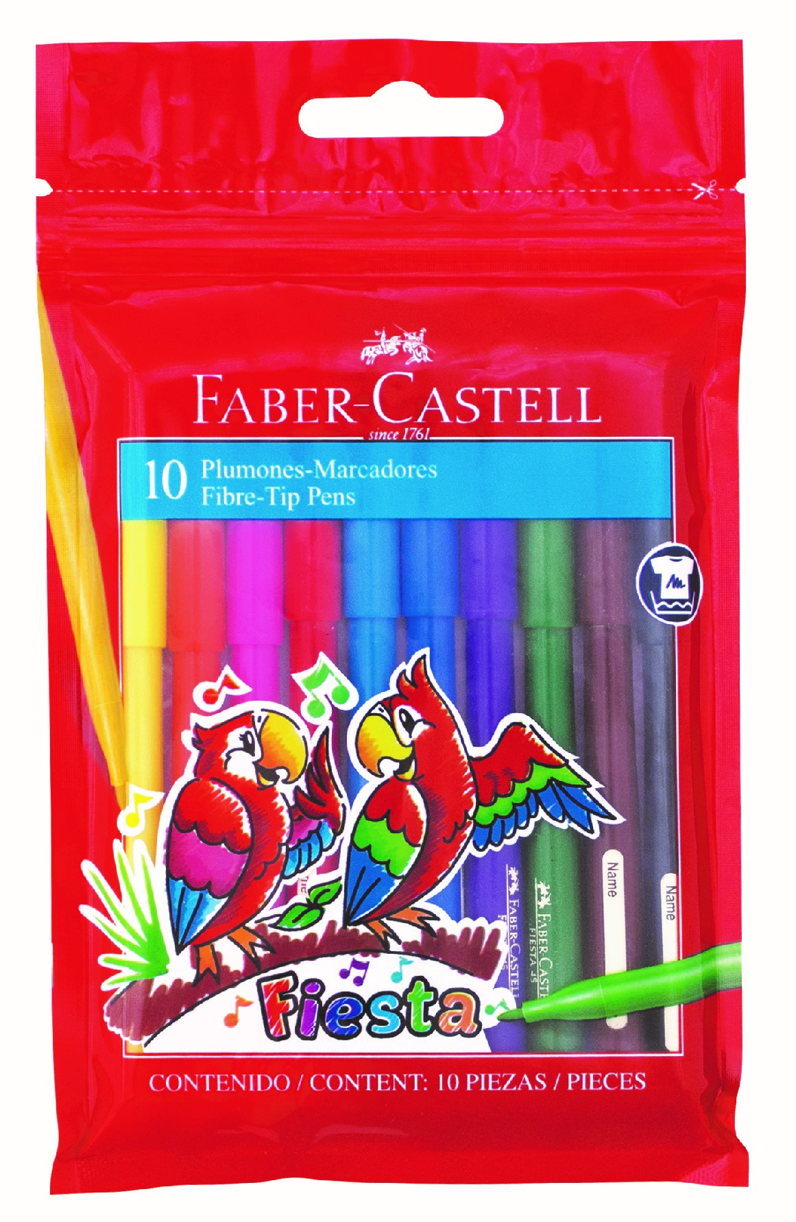 MARCADORES LARGOS FABER CASTELL FIESTA x 10