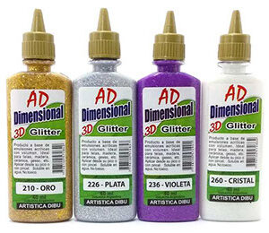 PINTURA DIMENSIONAL CON GLITTER AD x 40 ml.