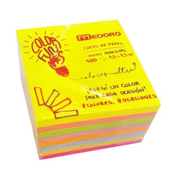 NOTAS ADHESIVAS FLUO MEDORO 76 x 76 x 400 h.