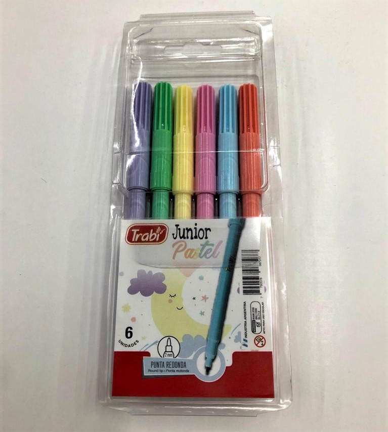 MARCADORES JUNIOR PASTEL TRABI x 6