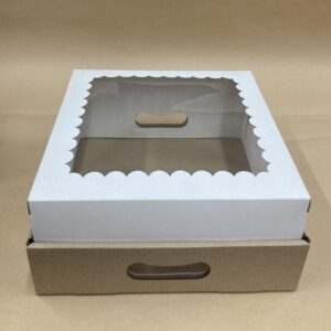 CAJA PARA DESAYUNO/TORTA CON BASE 25x25x12