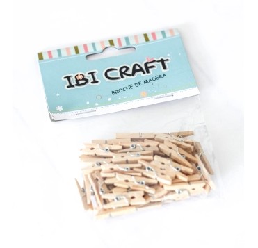 BROCHES DE MADERA NATURAL x 50 u.