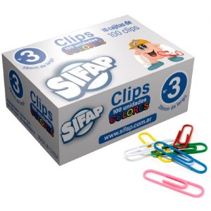 CLIPS FORRADOS DE COLOR Nº3 x 100 u.