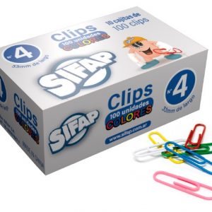 CLIPS FORRADOS DE COLOR Nº4 x 100 u.