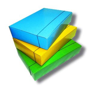 CAJA OFICIO CON ELASTICO FIBRA NEGRA/COLOR 7 cm.