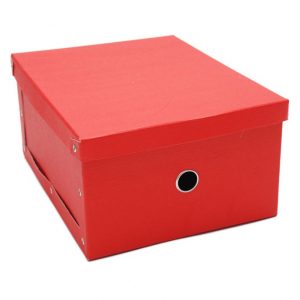 CAJA DE ARCHIVO CON TAPA CON REMACHES 21 x 13 x 14 cm.