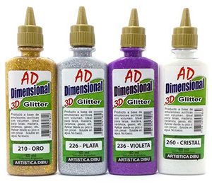 PINTURA DIMENSIONAL CON GLITTER AD x 40 ml.