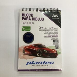 BLOCK PARA DIBUJO PLANTEC A5 PAPEL LISO