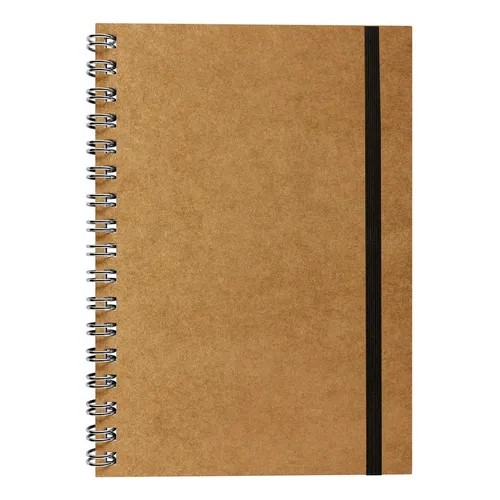 CUADERNO ESPIRALADO CHICO ECO KRAFT TAPA DURA x 80 h. CON ELASTICO
